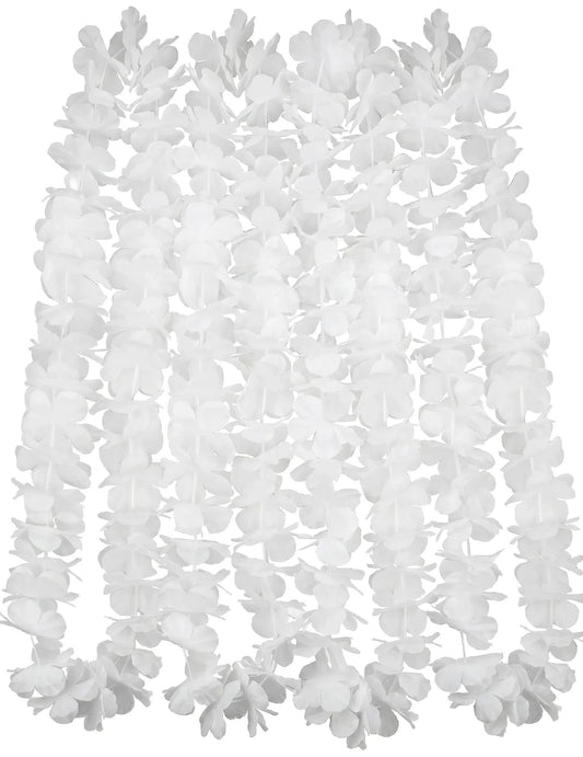 12 collares hawaianos blancos