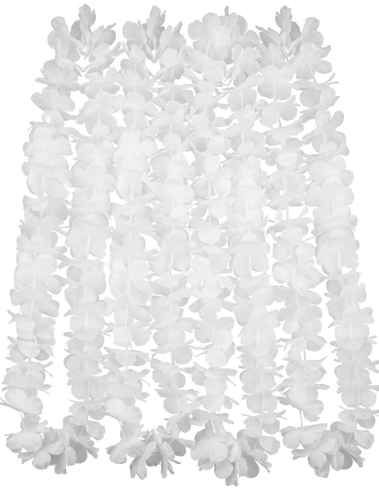 12 collares hawaianos blancos