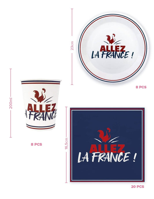 Kit de vajilla desechable Allez la France