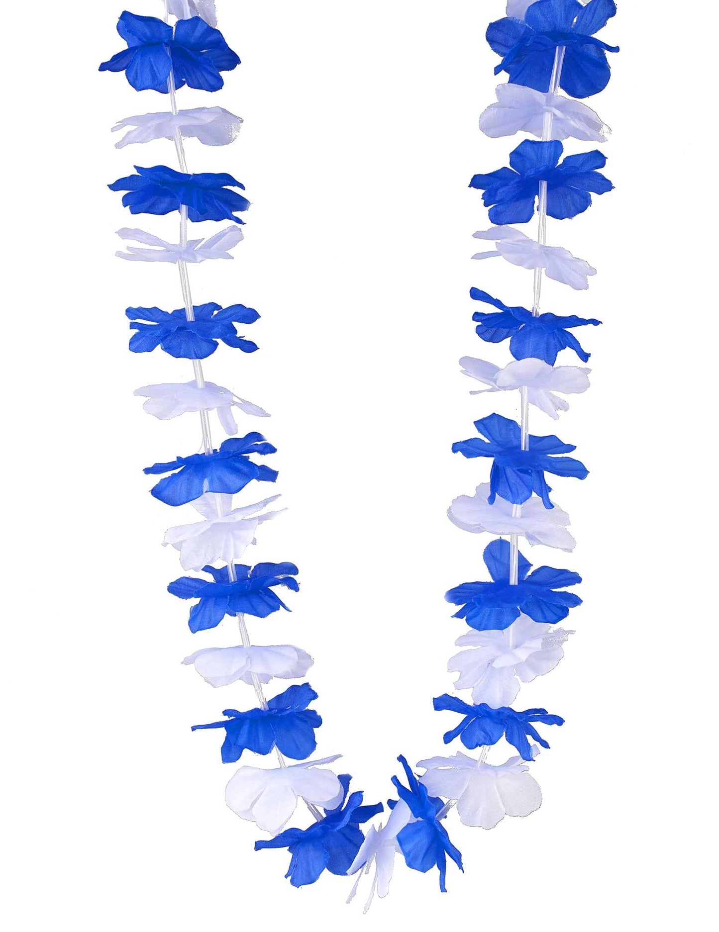 12 collares hawaianos azules y blancos para adulto
