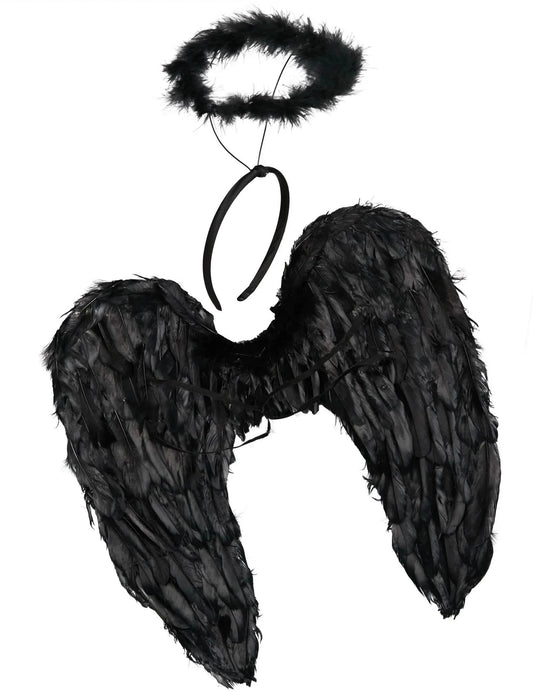 Kit de accesorios de ángel negro para adulto