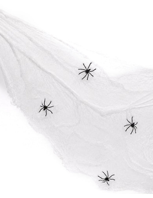 Telaraña blanca de lujo con 4 arañas 30 g