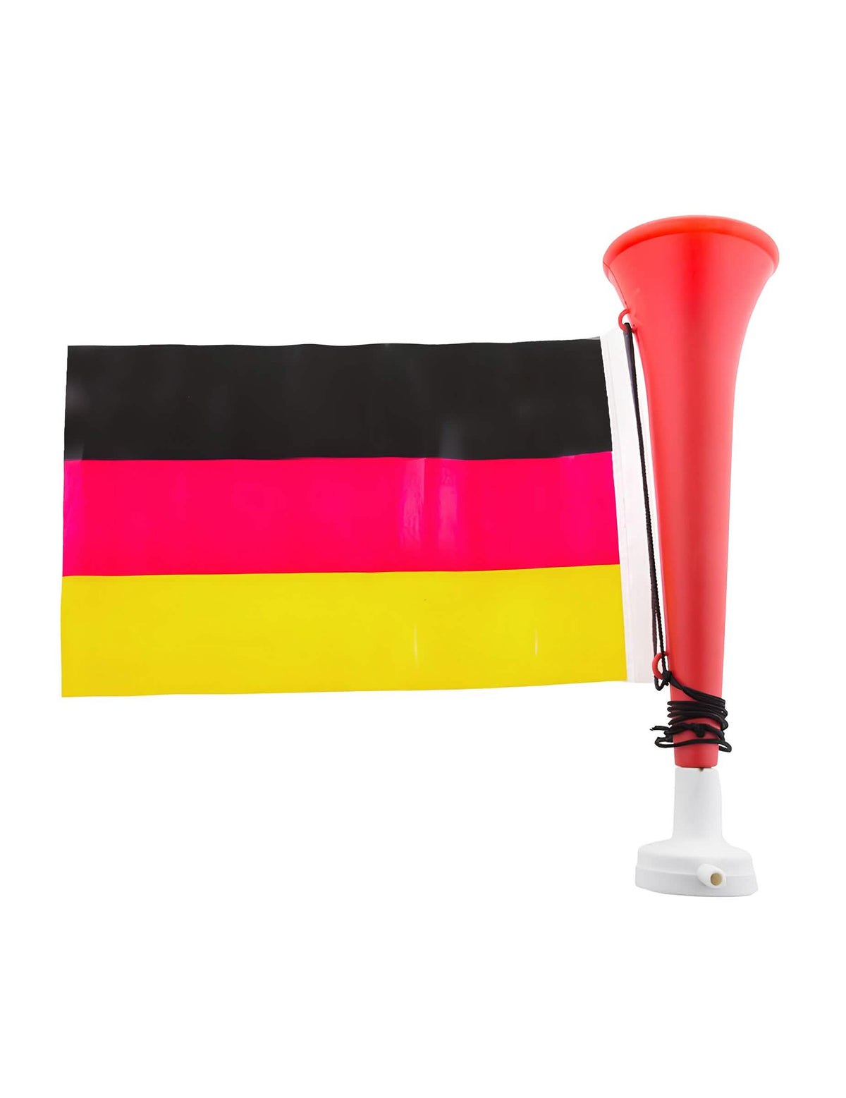 Trompeta de fútbol con bandera alemania para aficionados rojo negro y amarillo