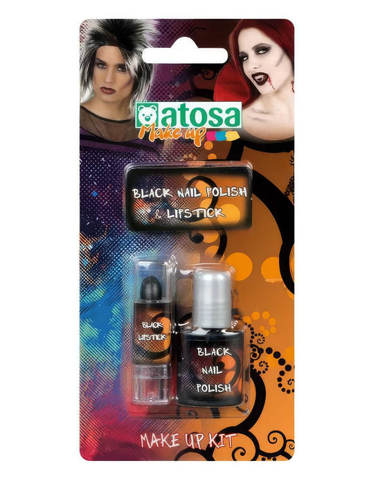 Pintaúñas y pintalabios negro adulto Halloween