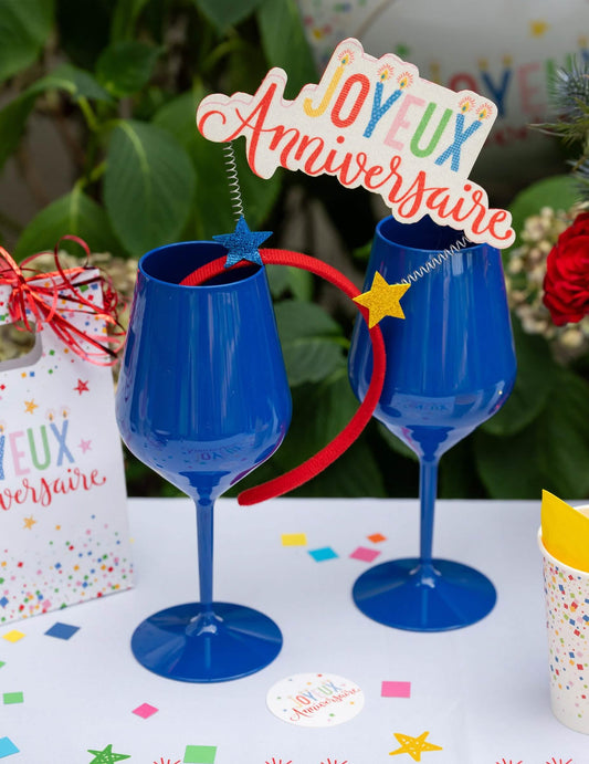 Copa de vino de plástico azul oscuro 47 cl