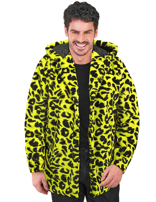 Chaqueta con capucha de leopardo amarillo para adultos
