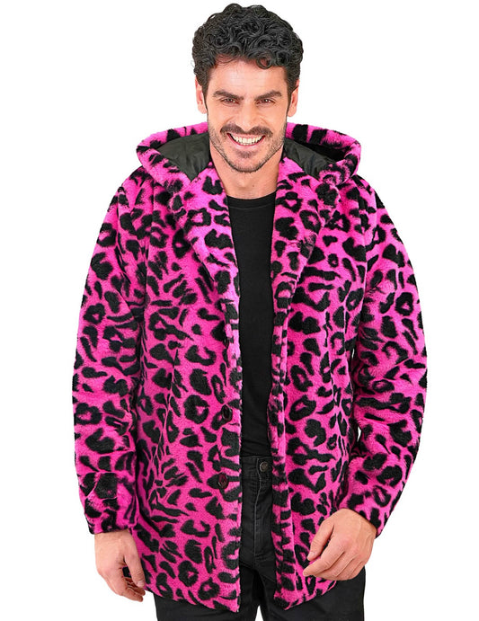 Chaqueta con capucha de leopardo rosa para adultos