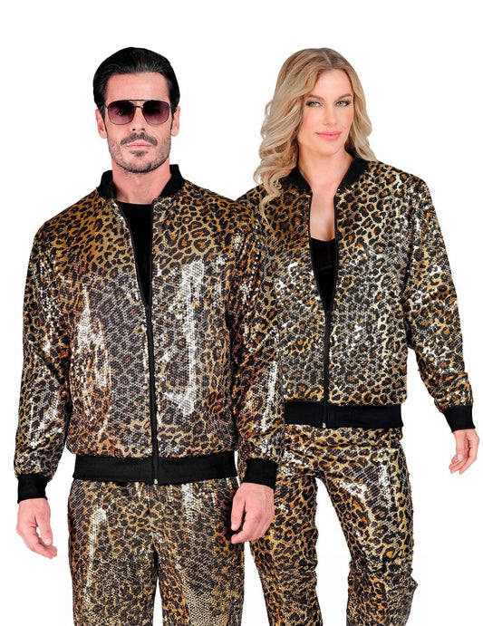 Chaqueta de leopardo con lentejuelas para adulto