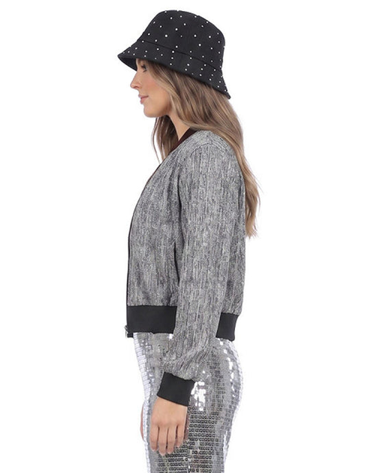 Chaqueta brillante plateada para mujer
