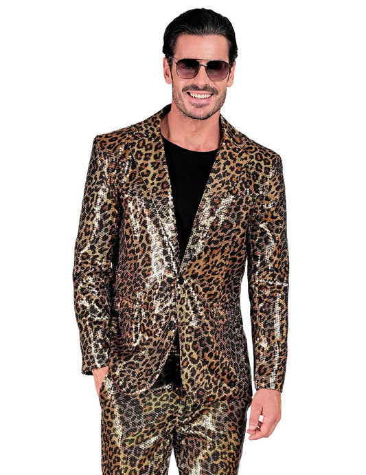 Chaqueta de leopardo con lentejuelas para adulto