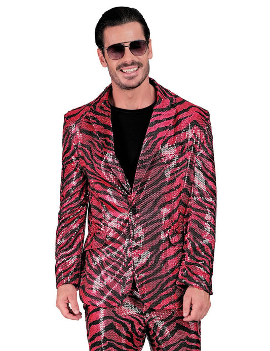 Chaqueta rosa cebra con lentejuelas para adulto