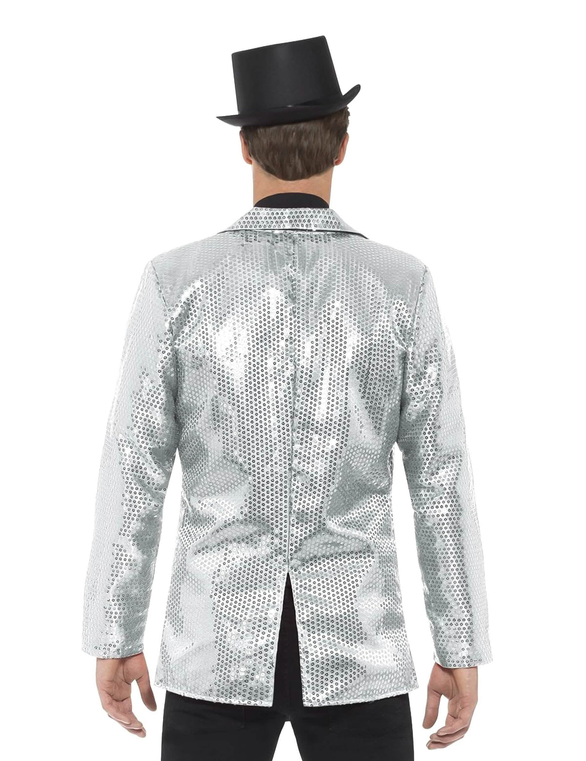 Vista trasera de la chaqueta disco de lentejuelas de lujo