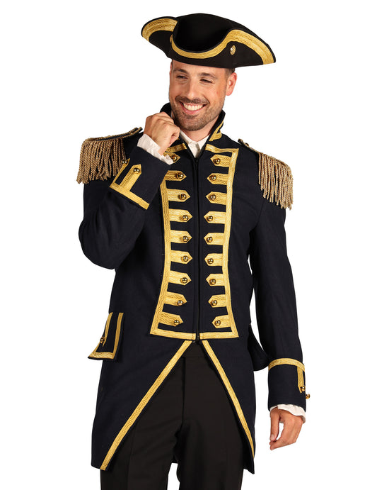 Chaqueta militar batalla de Waterloo azul marino lujo hombre