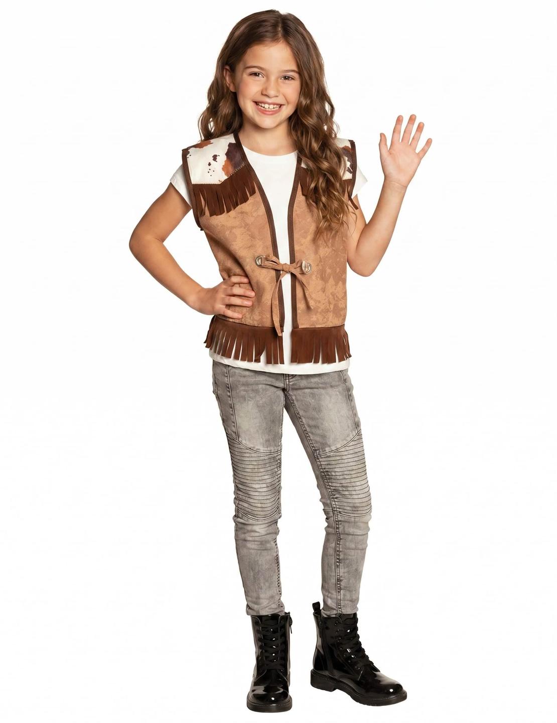 Chaleco western marrón claro niño