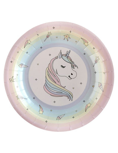 Assiettes en carton licorne pour enfant lot de 10 multicolore pastel