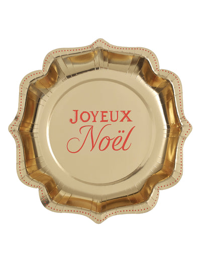 10 platos Navidad Centelleante oro y rojo 21 cm