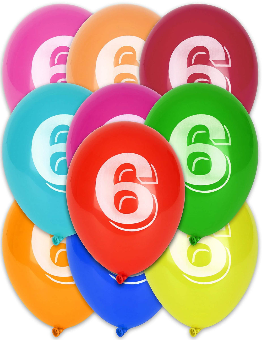 10 globos cifra 6 multicolores