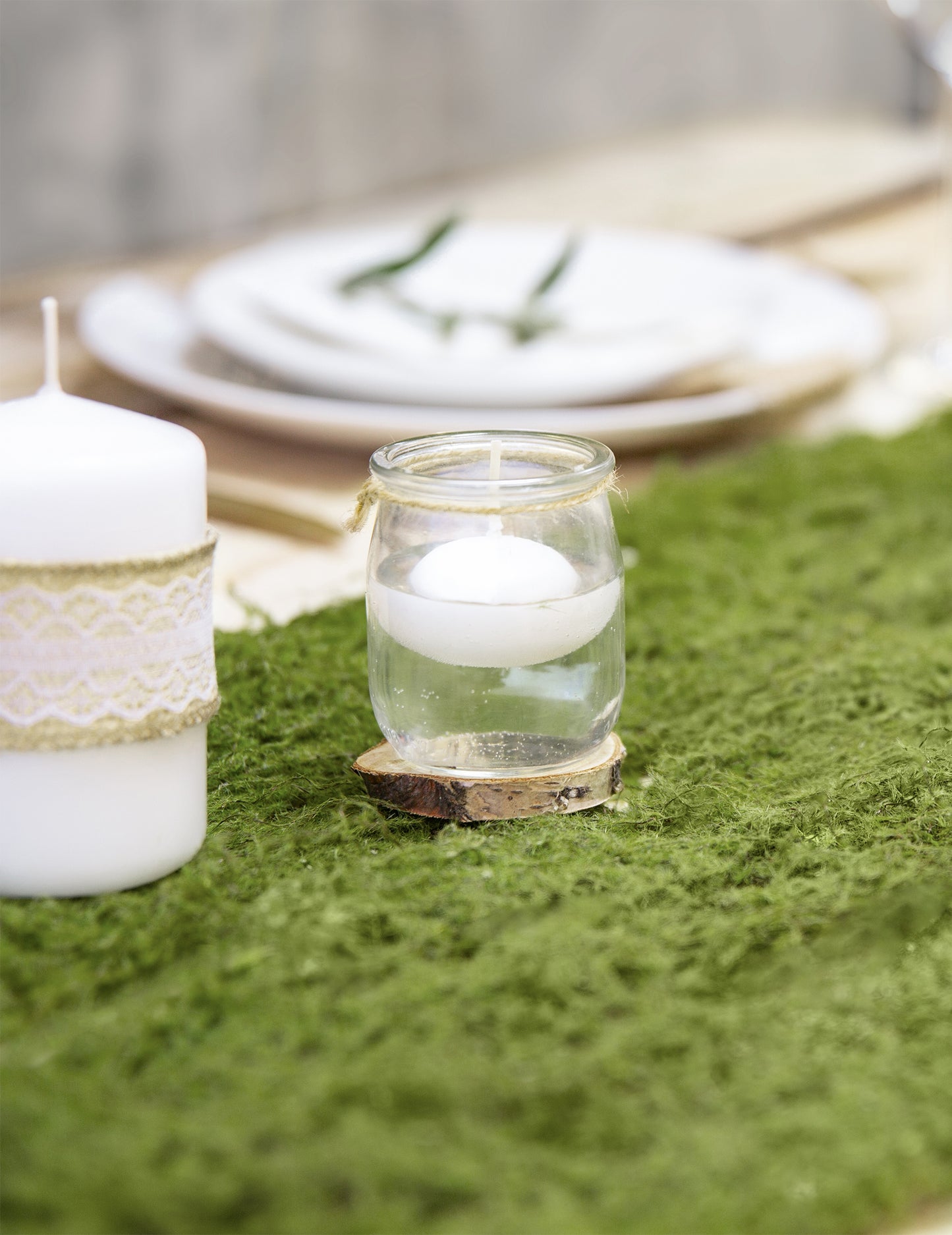 10 velas de disco flotantes blanco mate 50 mm