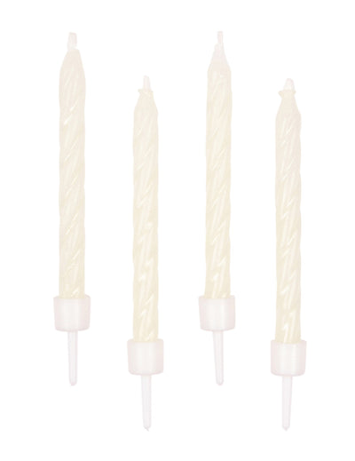 Bougies phosphorescentes pour fête blanches torsadées