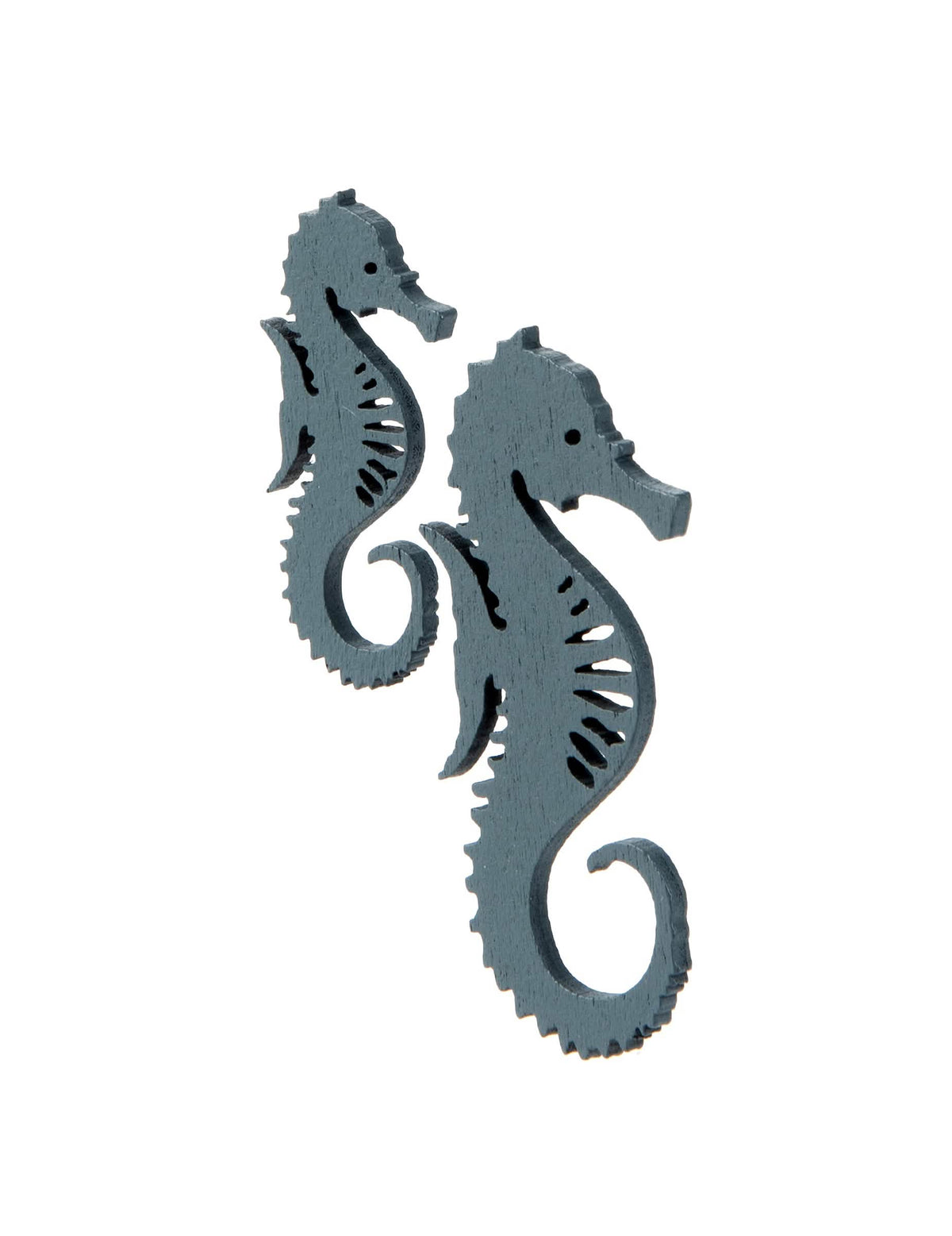 confetis en madera caballito de mar para decoración de mesa azules
