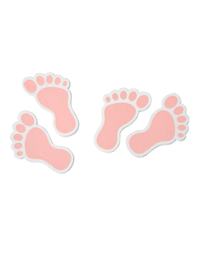 Confettis en bois pieds de bébé pour baby shower rose