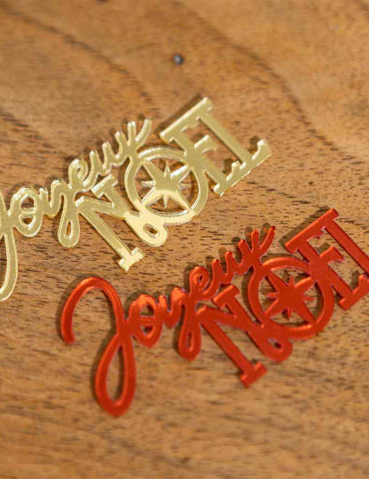 10 confeti Feliz Navidad rojo y oro 6,5 x 3,5 cm