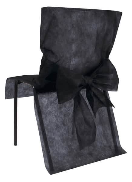 Housses de chaise premium avec nœud pour fête noires