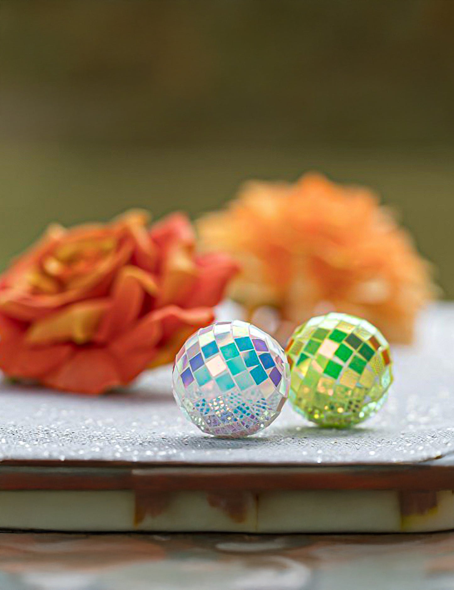 10 Mini bolas de espejos irisadas multicolores 4 cm