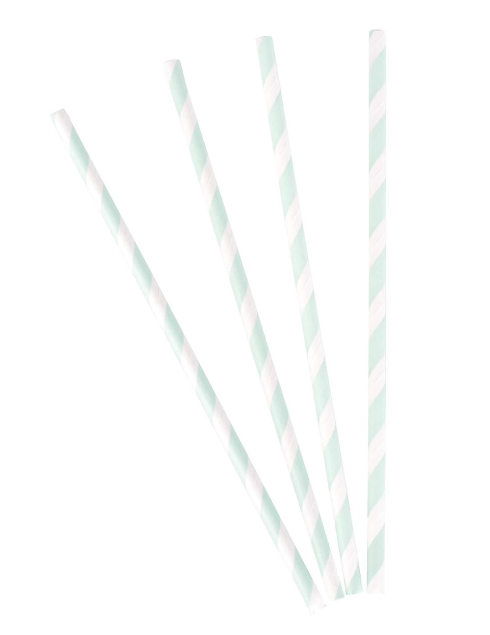 Pailles en carton rayées pour fête blanches et menthe