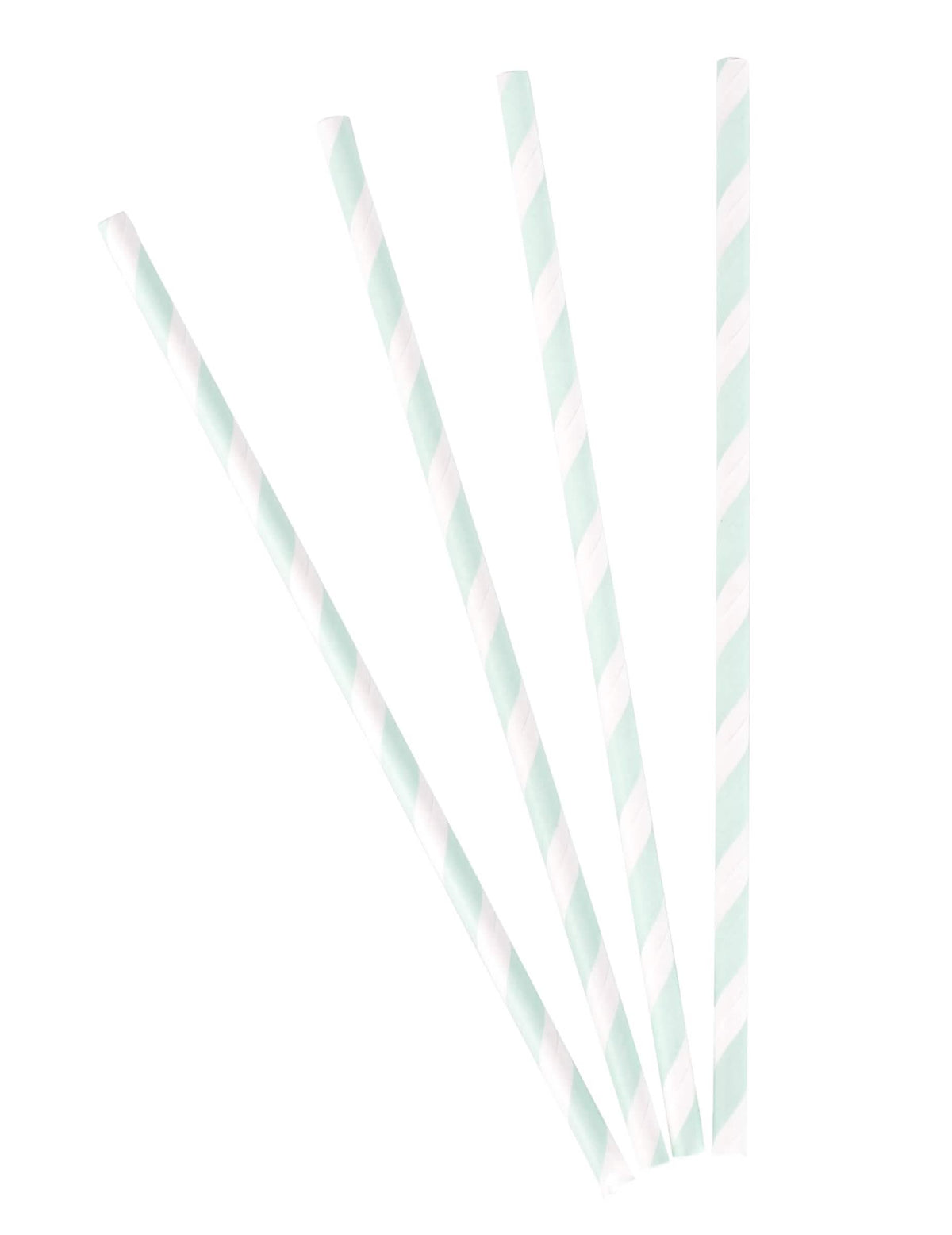 Pailles en carton rayées pour fête blanches et menthe