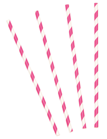 10 Pajitas rayas fucsia