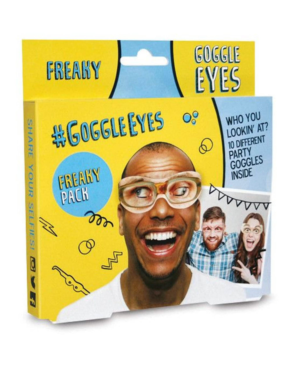 Vista del embalaje de las gafas de cartón Goggle Eyes