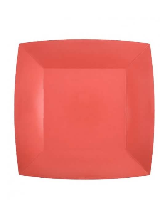 Assiettes carrées en carton pour dessert rouge