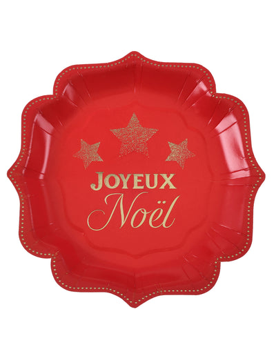 10 platos pequeños Navidad Centelleante rojos 18 x 18 cm