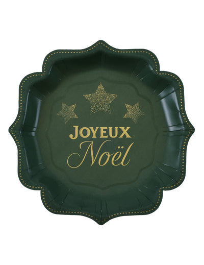 10 platos pequeños de Navidad Centelleante verde abeto 18 x 18 cm