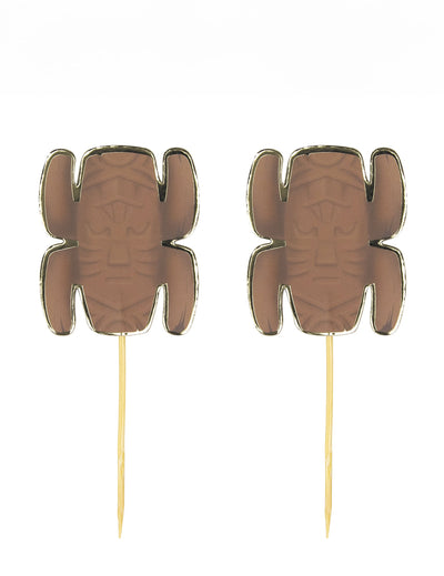 Pics en bois totem aventurier marron