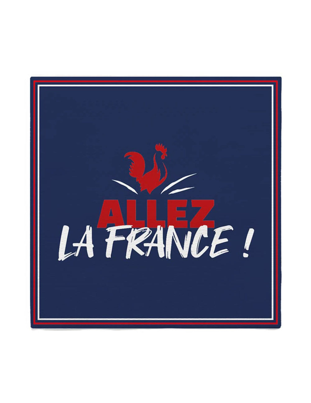 Serviettes en papier Allez la France bleu marine avec coq rouge et liseré tricolore