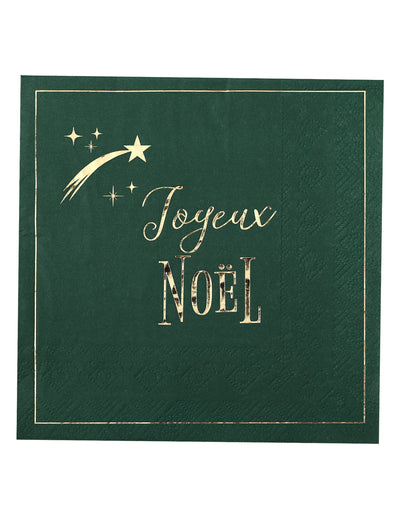 10 servilletas Estrella Fugaz verde abeto 33 x 33 cm