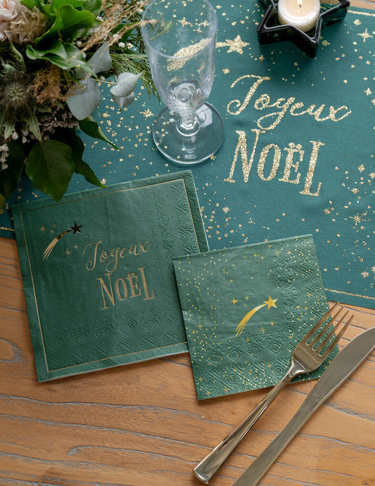 10 servilletas Estrella Fugaz verde abeto 33 x 33 cm