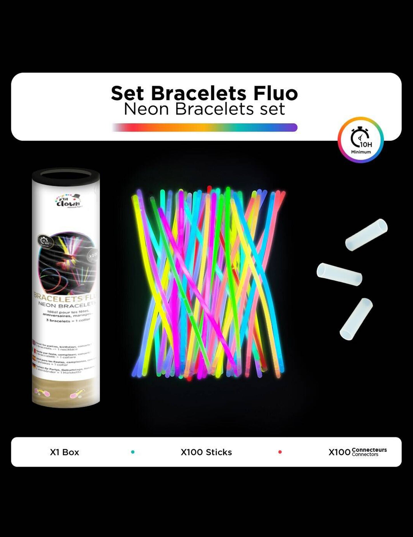100 pulseras fluorescentes