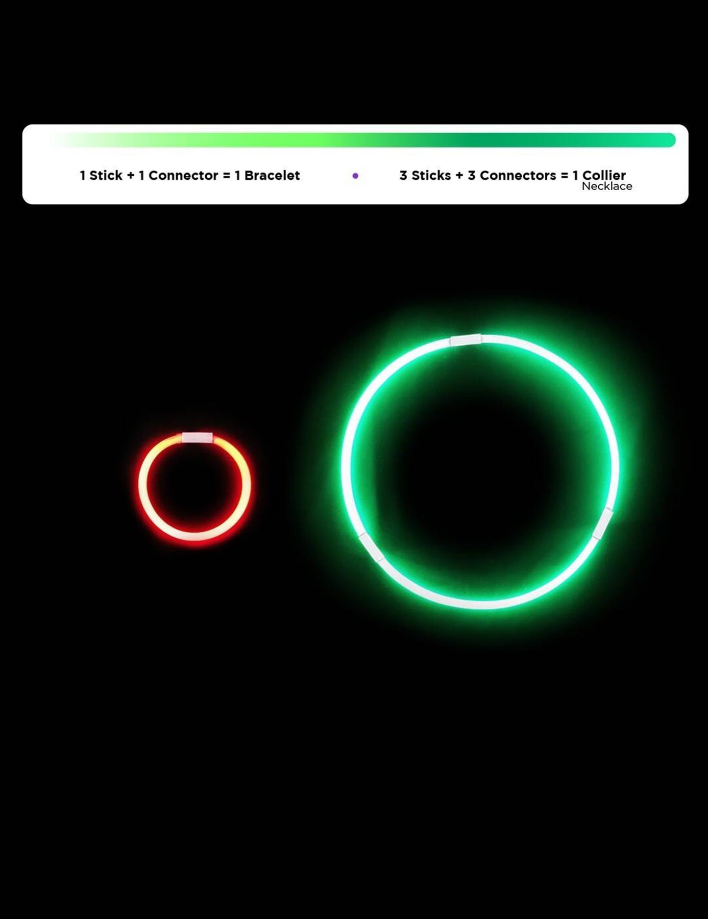 100 pulseras fluorescentes