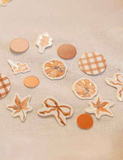 100 confetis Cottage Living de papel crema terracota y oro 3 cm