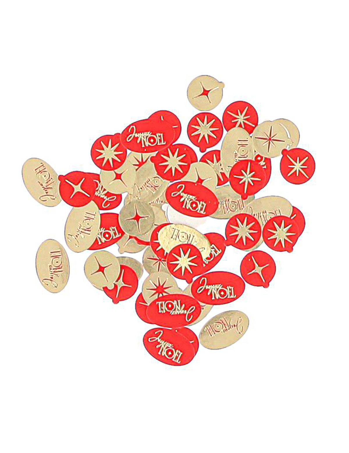 100 confetis Feliz Navidad atemporal rojo y oro de 1 a 2 cm