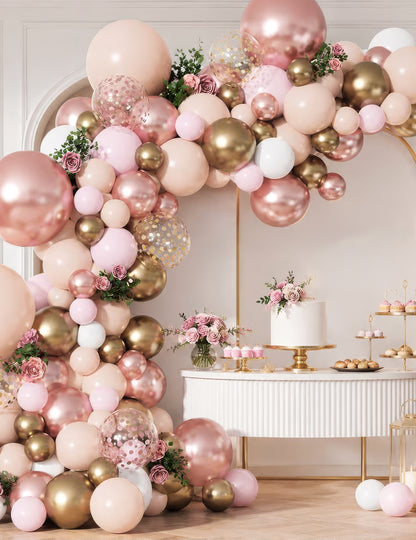 100 mini globos de látex metalizados oro rosa de 13cm para fiestas
