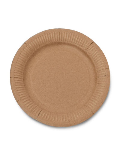 Détail de la bordure des assiettes en carton kraft marron recyclables