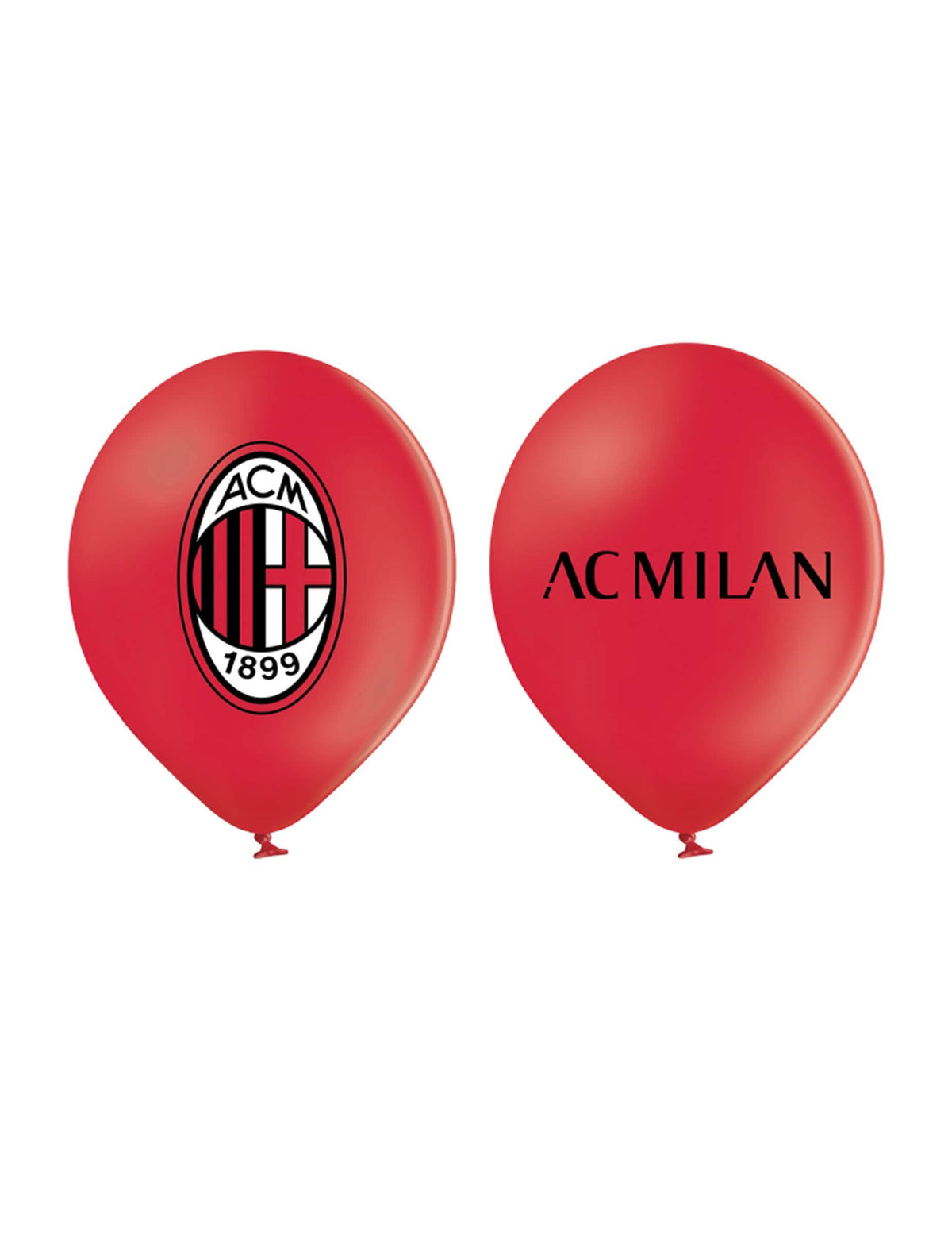 Vista recto verso de los globos rojos de los globos de látex AC Milan para fiesta
