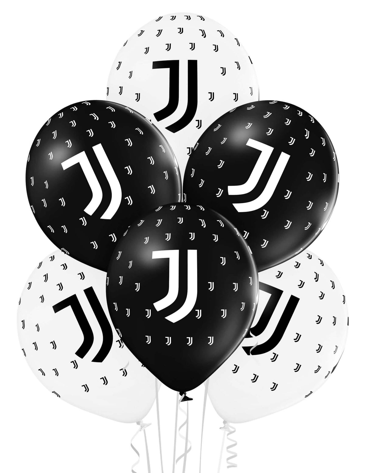 globos de látex Juventus para fiesta negros y blancos