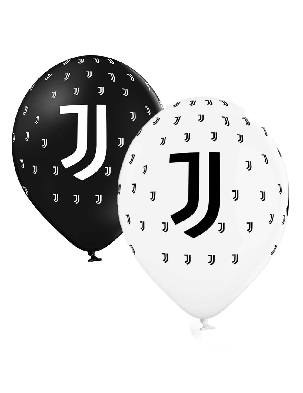Primer plano de los logotipos de los globos de látex Juventus para fiesta