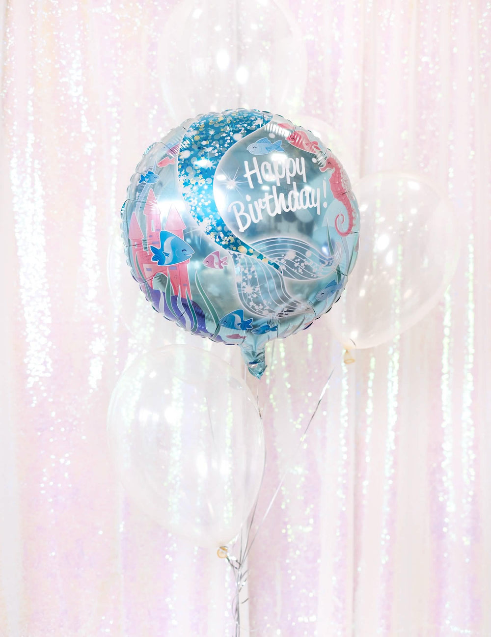 Bouquet de ballons avec motif sirène du lot de 12 ballons de baudruche transparents