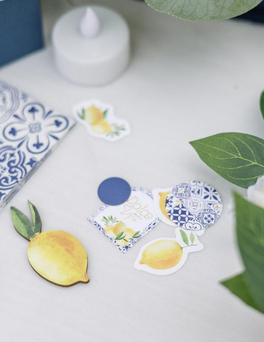 12 confetis de madera de limones amarillos y verdes para decoración de mesa